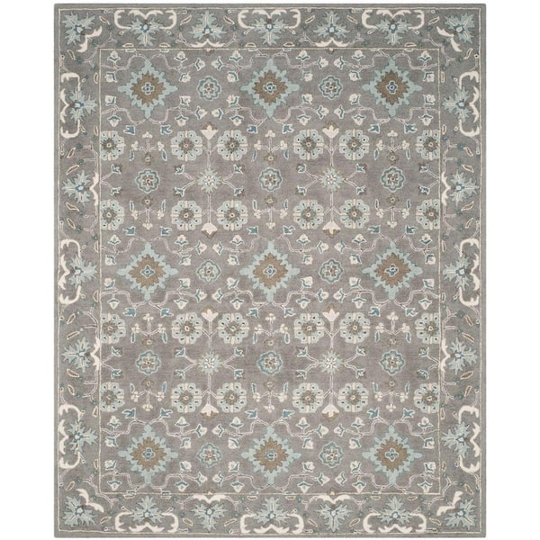 Blossom Grey 8 ft. x 10 ft. Border Area Rug