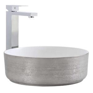 Luxury Brushed Silver Ceramic Round Vessel Sink