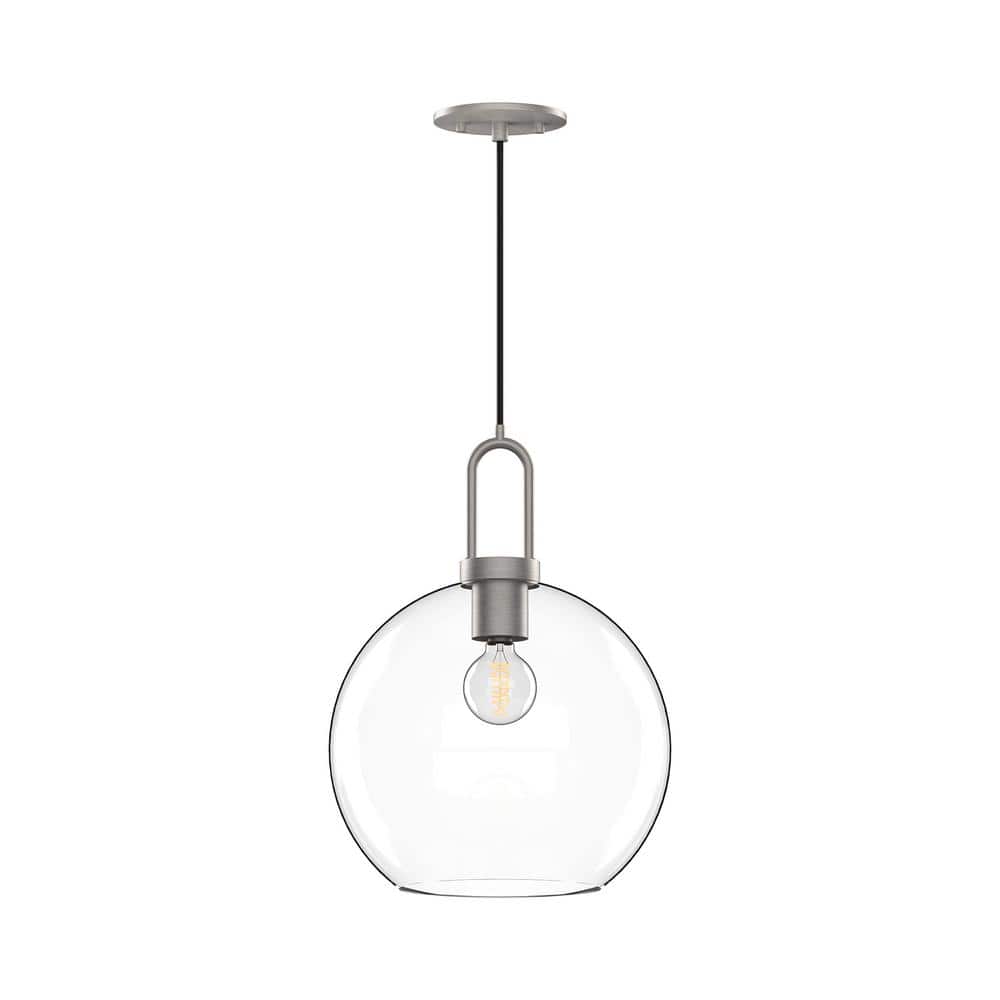 Soji Mini Globe Pendant Light in Brushed Nickel with Clear Glass