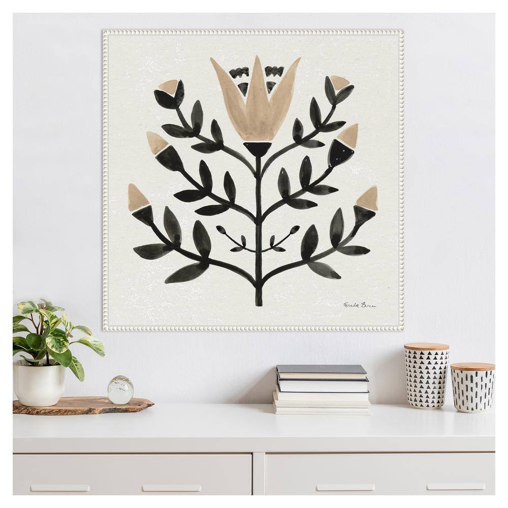 Beaded Perimeter Botanic-Inspired Canvas Tapestry