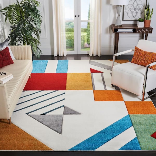 Hollywood Ivory/Peacock Blue 8 ft. x 10 ft. Abstract Area Rug
