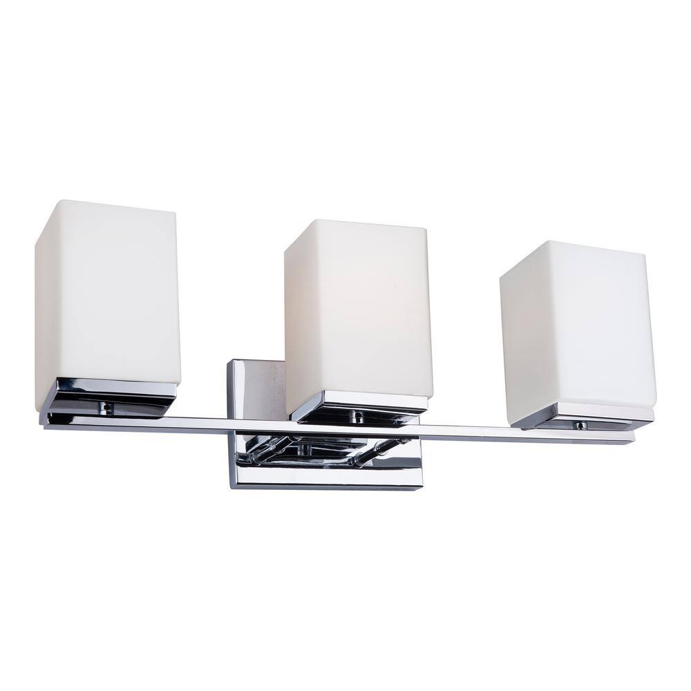 Ella 3-Light Chrome Bath Vanity Light with Square Satin Opal Glass price history on PriceWatchPro
