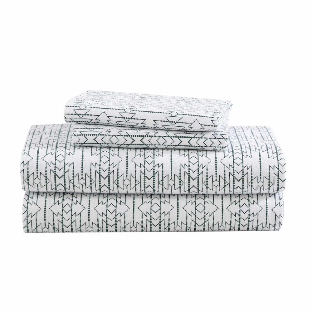 Wildwood 4-Piece Green Flannel Cotton King Sheet Set