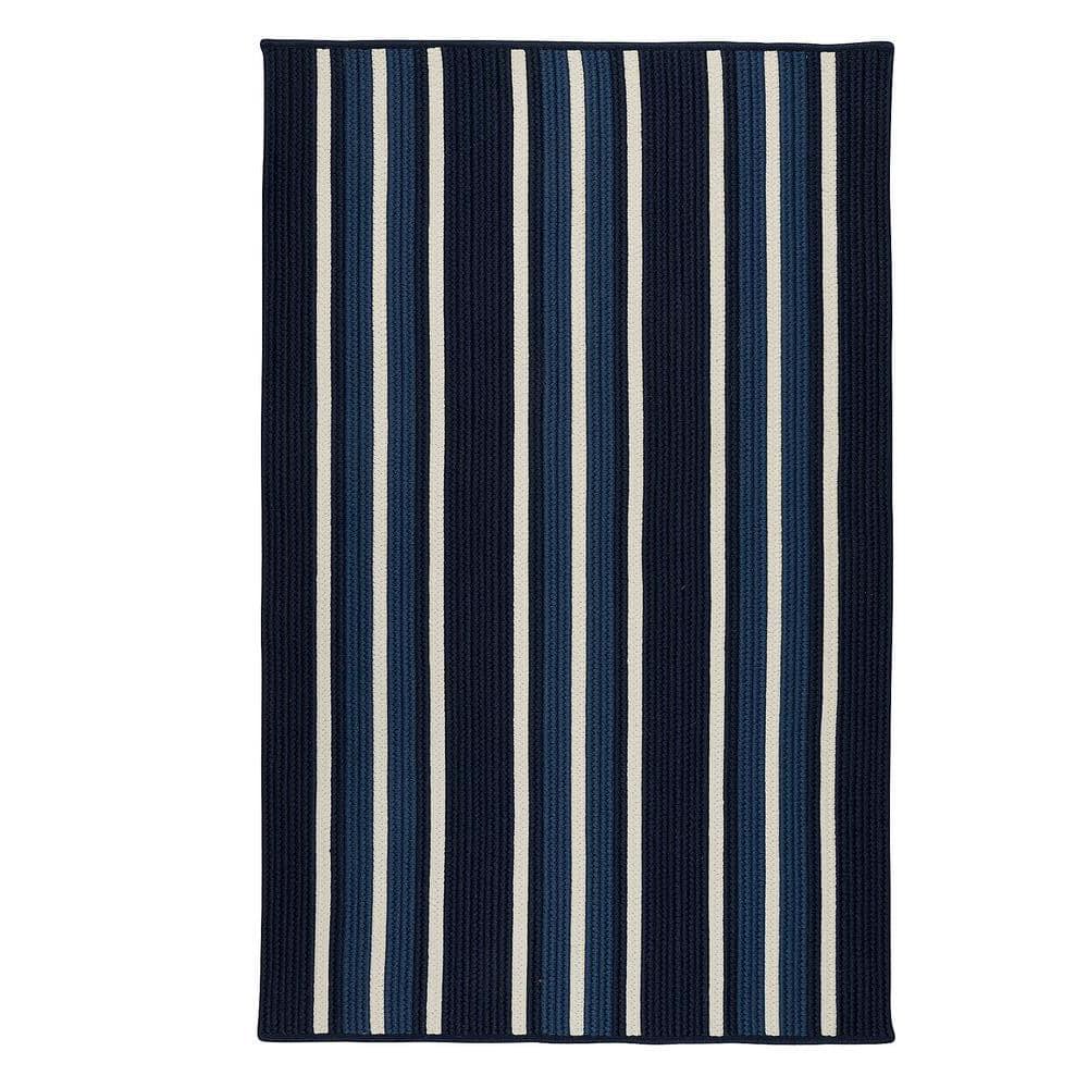 Mesa Stripe Navy Pier 6 ft. x 9 ft. Striped Indoor/Outdoor Area Rug