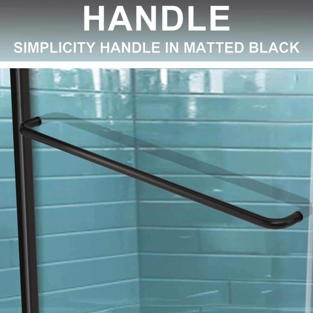 Matte Black Semi-Frameless Sliding Shower Door with Clear Glass