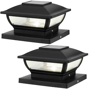 4 x 4 or 6 x 6 Black Integrated LED Outdoor Solar Deck Post Cap Light (2-Pack)