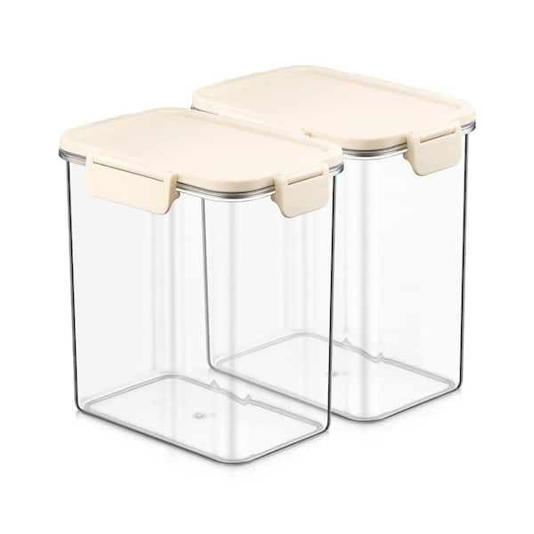 Stackable Plastic Food Storage Container with Lids (2 Pack), Clear Airtight Pantry Canister for Kitchen Organization