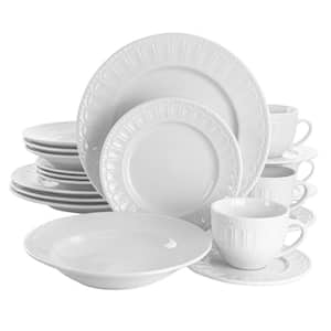 20-Piece Charlotte White Porcelain Dinnerware Set (Service for 4)