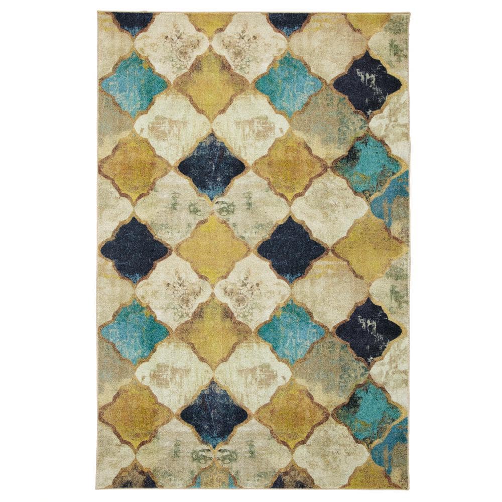 Mohawk Home Hamilton Gold 8 ft. x 10 ft. Distressed Area Rug 045331