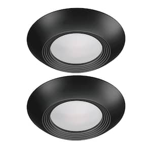 Disk Light Kit 5 in./6 in. 3000K Integrated LED Recessed Light Trim with Black Trim Cover (2-Pack)