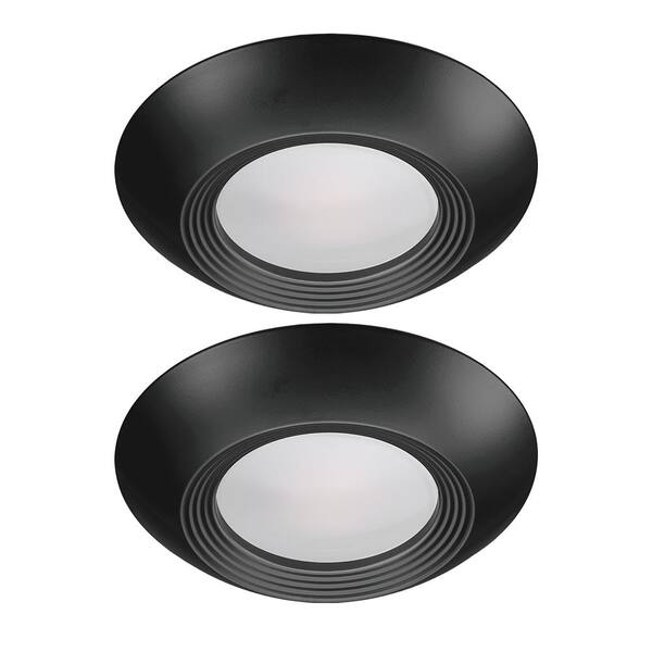 ETi Disk Light Kit 5 in./6 in. 3000K Integrated LED Recessed Light Trim with Black Trim Cover (2-Pack)