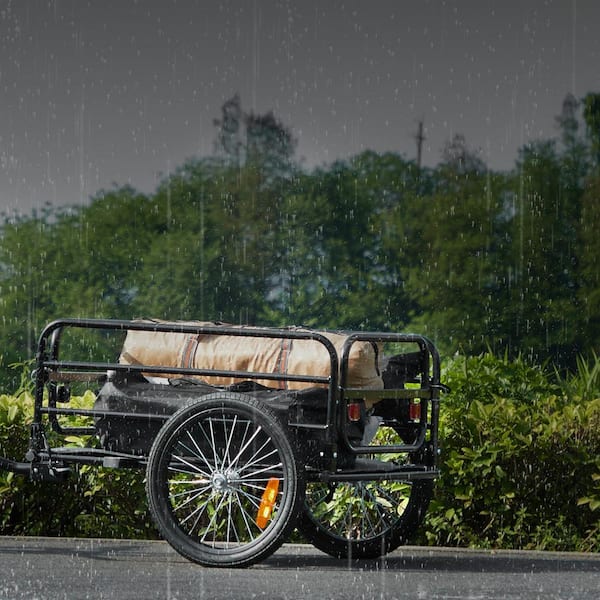 Bicycle Trailer, Garden Cart, Metal 160 lbs. 3.89 cu. ft. Capacity, Durable Cart, Collapsible, For 22 in.-28 in. Wheels