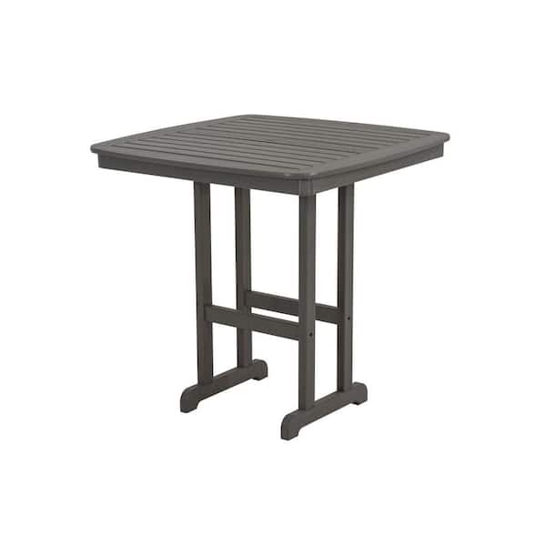POLYWOOD Nautical Slate Grey 44 in. Plastic Outdoor Patio Bar Table