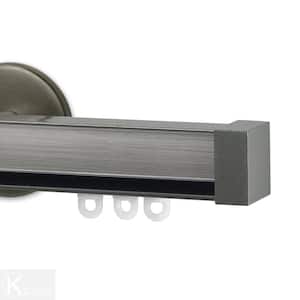 Nexgen 106 in. Non-Adjustable Single Traverse Window Curtain Rod Set in Antique Silver and Pewter Applique with Endcap