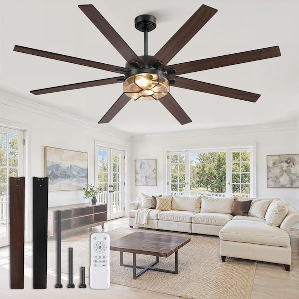 HINNIXY 65 in. Black Downrod Mount Standard Outdoor Ceiling Fan