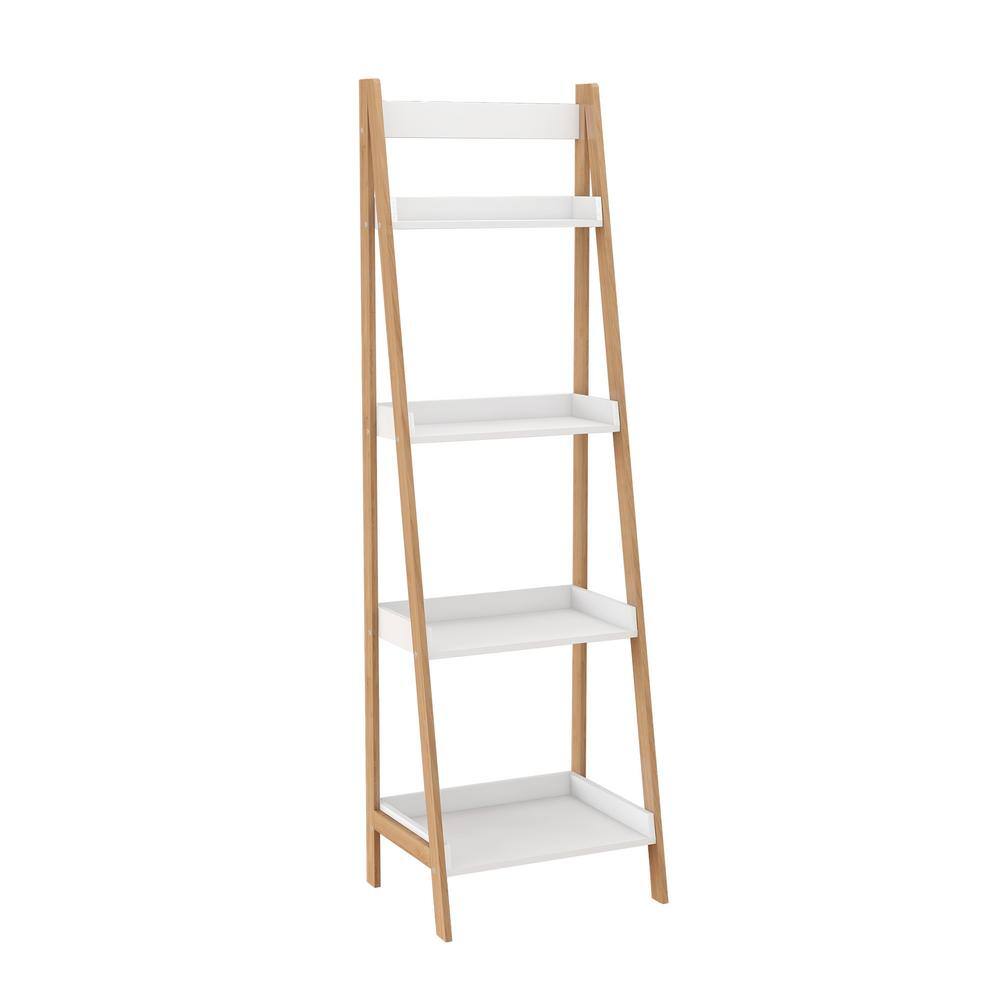 Bookshelf White Book Shelf Ladder Bookcase Tall Bookcases Industrial B —  MCombo