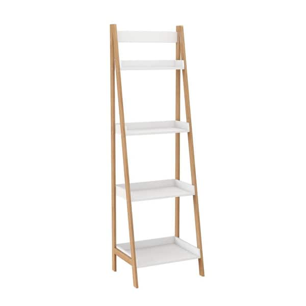 White and deals bamboo ladder shelf