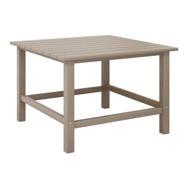 WESTIN OUTDOOR Childrens Laguna Outdoor Patio All Weather Fade Resistant Kids Plastic 31 in. Square Picnic Dining Table Weathered Wood