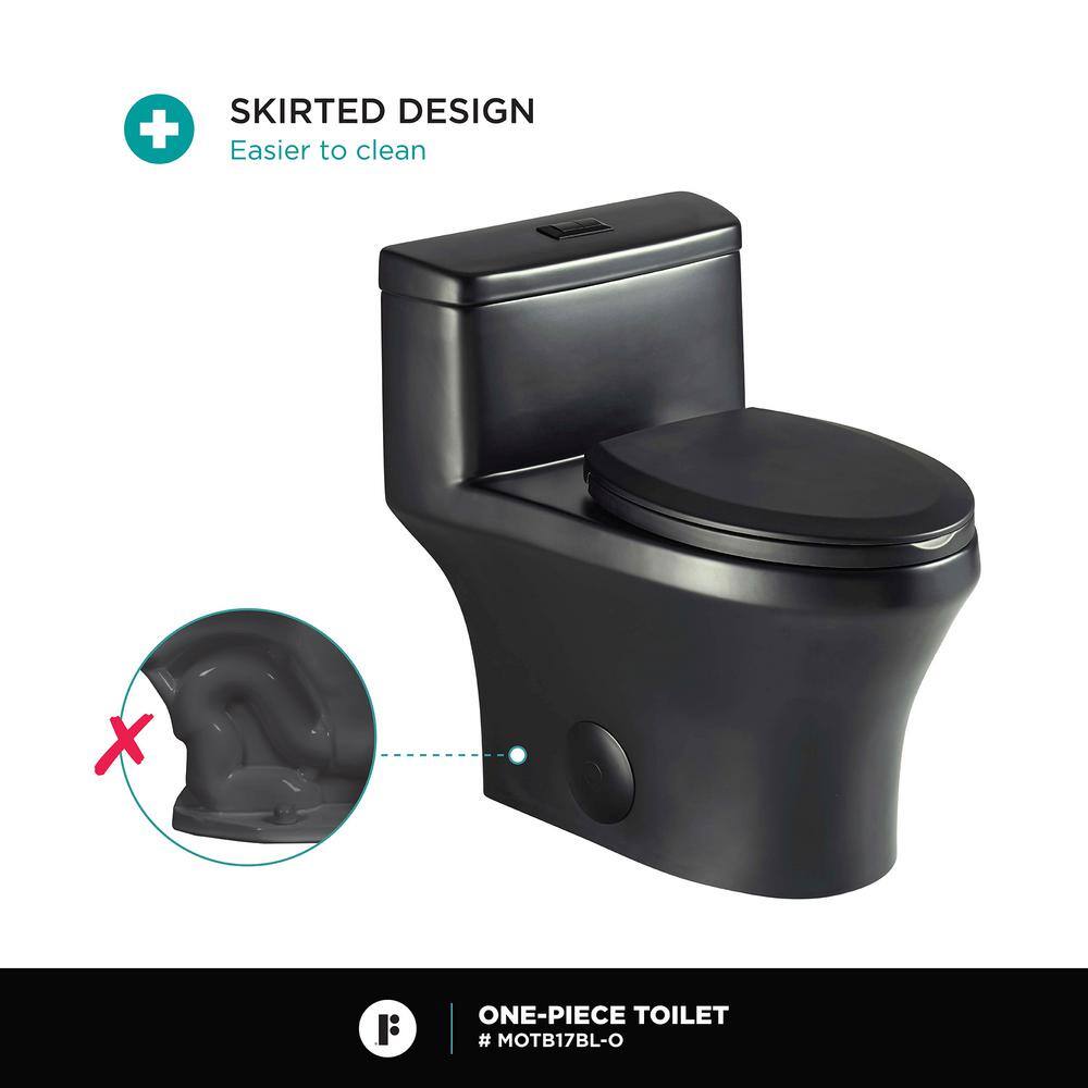 Black Matte Elongated Free Standing Dual Flush Toilet