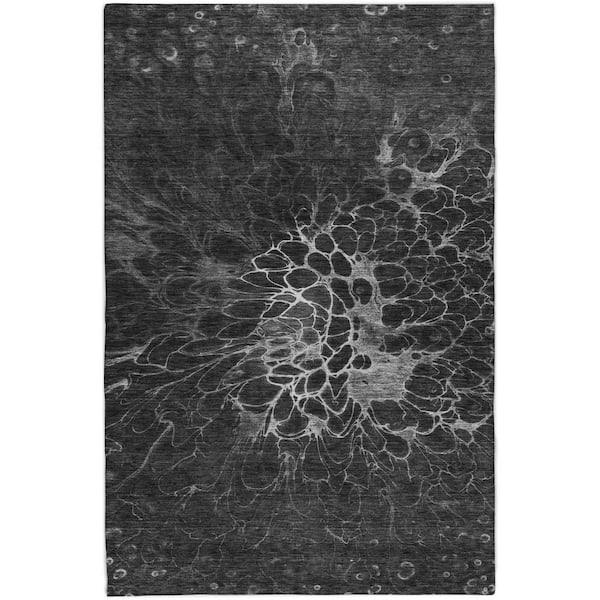 Dream Shag Premium Machine Washable Abstract ADS652 Charcoal 9 ft. x 12 ft. Area Rug