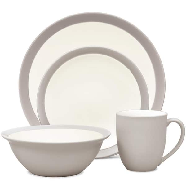 Colorwave Sand 4-Piece (Tan) Stoneware Curve Place Setting, Service for 1