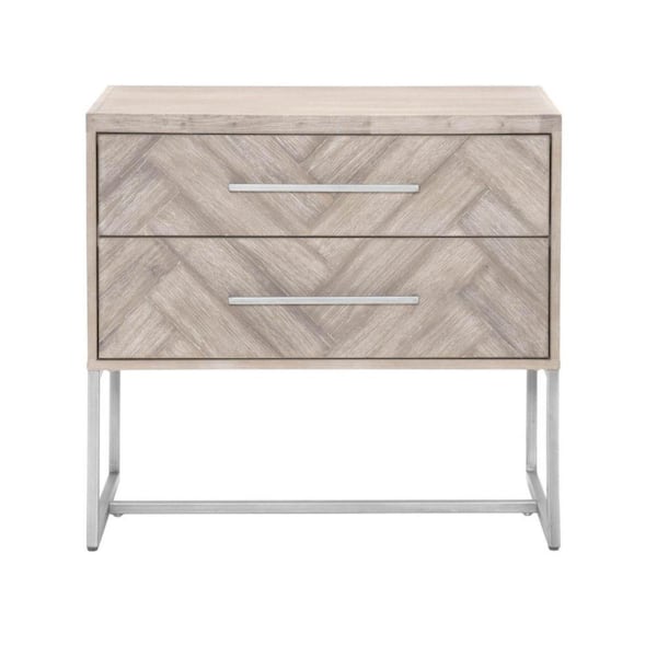 Benjara 29.5 in. 2-Drawer Gray Wooden Nightstand
