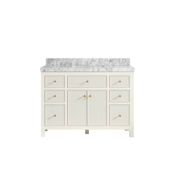 Sonoma 48 in. Single Sink Freestanding Alabaster Bath Vanity with Carrara Marble Top
