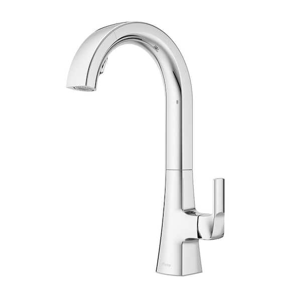 Vaneri Single Handle 15.75 in. Pull Down Sprayer Kitchen Faucet with 360° Spout Swivel in Polished Chrome