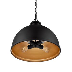 Tallulah 4-Light Black Pendant Hanging Light, Dome Kitchen Pendant Lighting