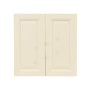 Oxford Assembled 33 in. x 30 in. x 12 in. Wall Cabinet with 2 Raised-Panel Doors 2 Shelves in Creamy White