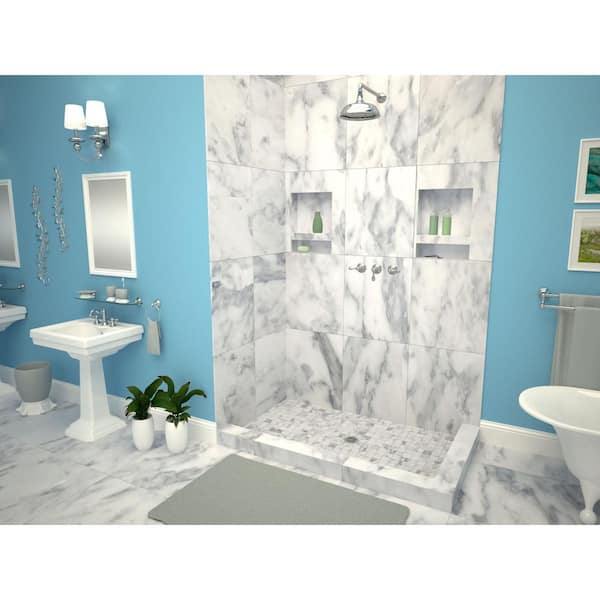 Redi Base 36 in. x 60 in. Double Threshold Shower Base with Center Drain and Polished Chrome Drain Plate