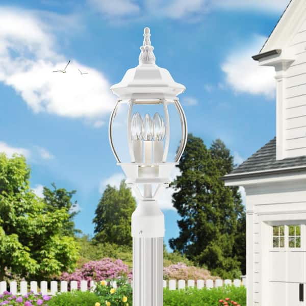 Frontenac 3 Light Textured White Outdoor Post Top Lantern