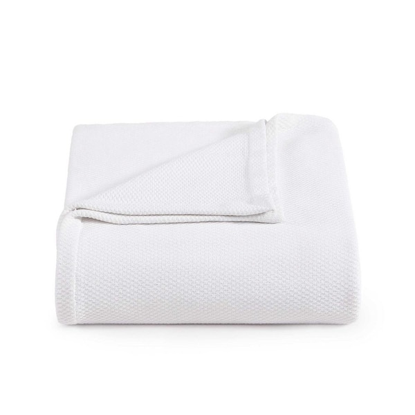 Pique Solid White Cotton Full/Queen Blanket
