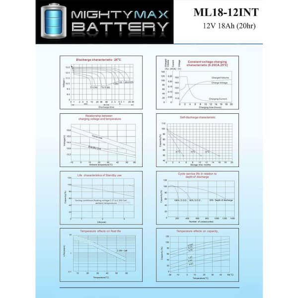 MIGHTY MAX BATTERY ML18-12INT - 12-Volt 18 AH, Internal Thread