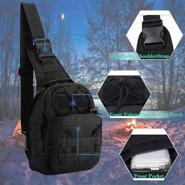 Cisvio 11.02 in. Black Men Backpack Tactical Sling Bag Chest Shoulder Body Day Pack Pouch