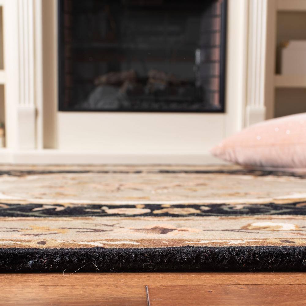 Empire Black and Beige Floral Wool Area Rug