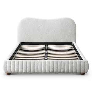 Norward Cream White Solid Wood Frame Queen Size Platform Bed