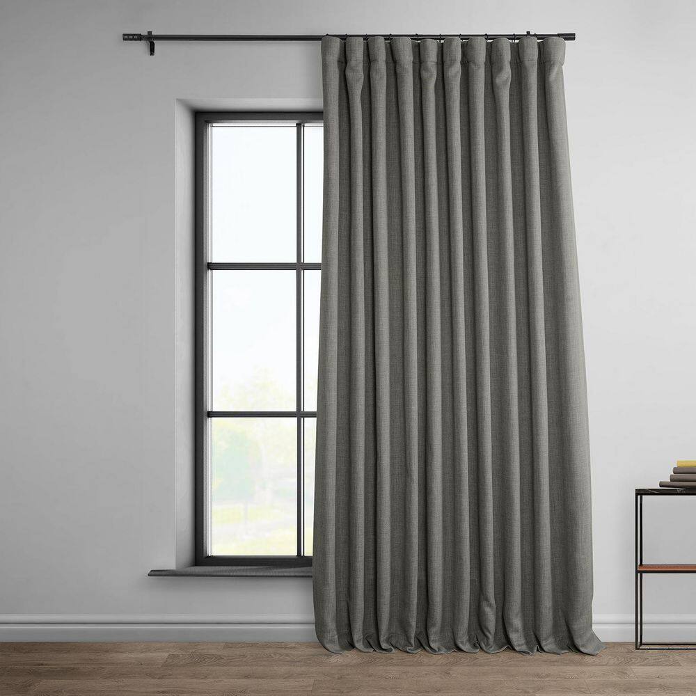 Blazer Grey Gray Extra Wide Textured Faux Linen 100 in. W x 108 in. L Rod Pocket Room Darkening Curtain (Single Panel) price history on PriceWatchPro