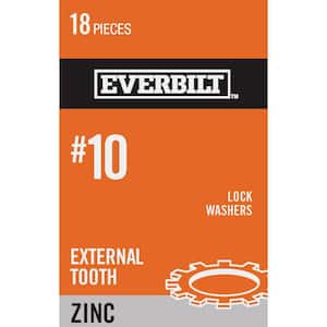 #10 Zinc-Plated External Tooth Lock Washer (18-Piece)