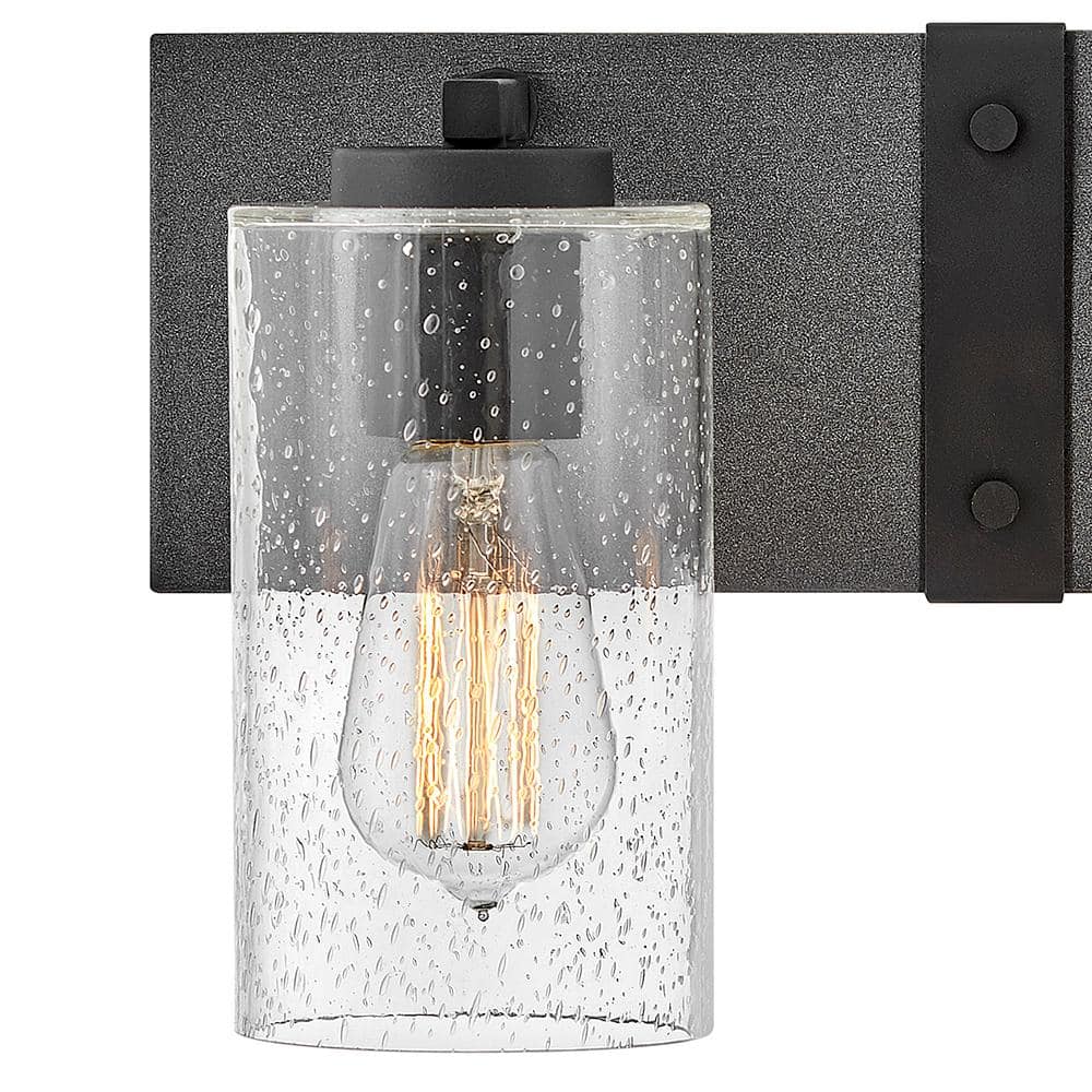 Aged Zinc and Distressed Black 2-Light Wall Sconce with Clear Seedy Glass