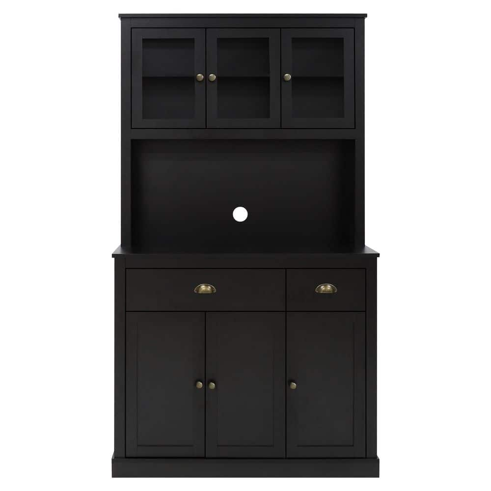 Reviews for VEIKOUS 71 in. H Black Kitchen Pantry Hutch Cabinet Storage ...