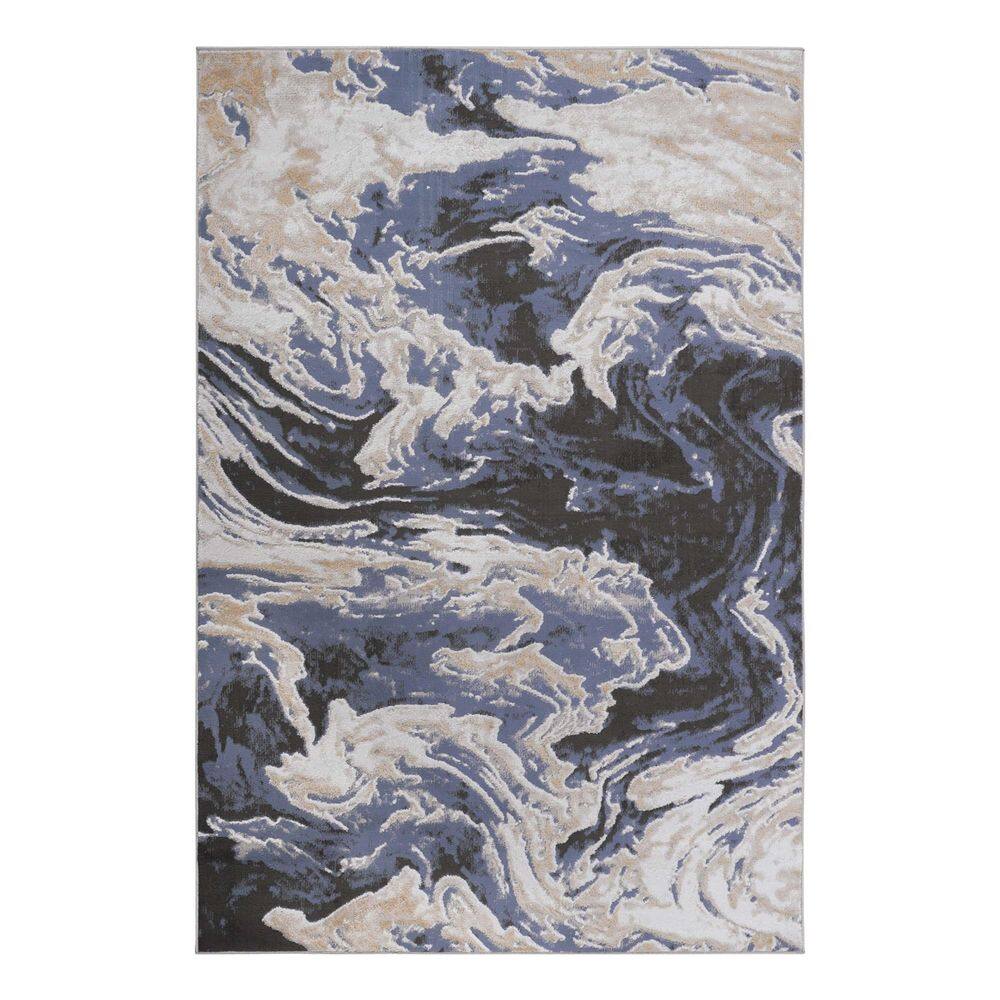 BEEDESIGN LOOM & LUXE Collection 5 ft. x 7.5 ft. Blue Abstract Non ...