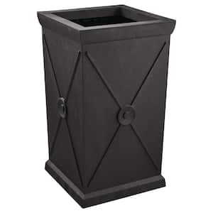 Eldon Medium Black Rubber Recycled Self-Watering Tall Square Planter (14.9 in. L x 14.9 in. W x 26 in. H)