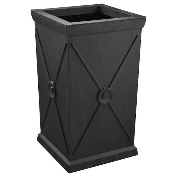 Eldon Medium Black Rubber Recycled Self-Watering Tall Square Planter (14.9 in. L x 14.9 in. W x 26 in. H)