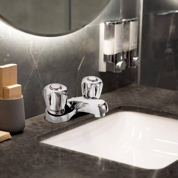 4 in. Centerset Double Handle with Compatible Stems in Chrome