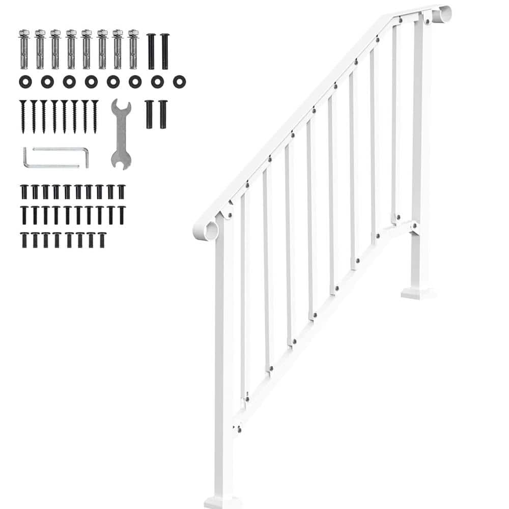 3-4 Step Outdoor Stair Handrail Kit,Carbon Steel Handrails for Concrete Steps,Porch,Safety Rail for Seniors, White Arch price history on PriceWatchPro