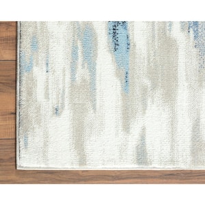 Porto Blue 5 ft. 3 ft. x 7 ft. 6 in. Abstract Polypropylene Area Rug
