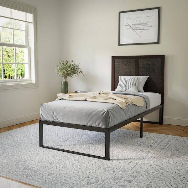 Dark brown deals twin bed frame