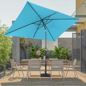 10 ft. x 6.5 ft. Outdoor Umbrellas Patio Market Table Outside Umbrellas Nonfading Canopy and Sturdy Ribs, Aquablue