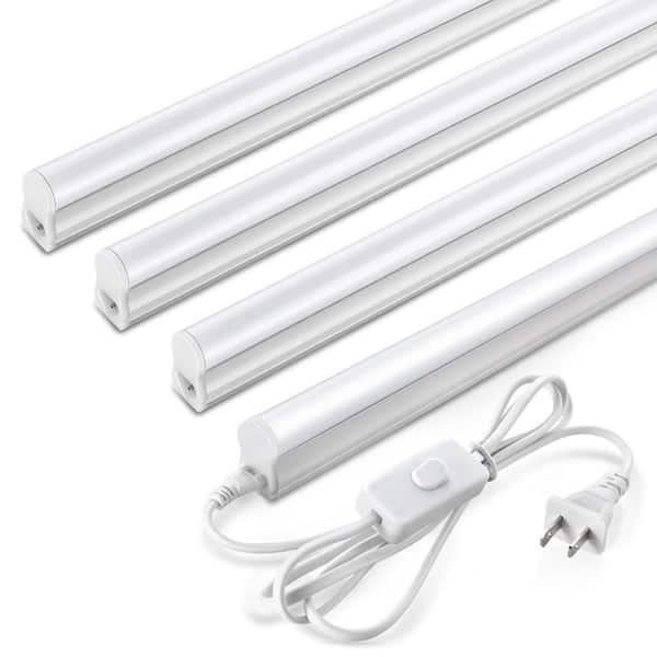 Linkable 4ft. 20-Watt LED Compatible White Ceiling, Wall LED Shop Light 4-Pack, T5 Integrated Utility Fixture for Garage